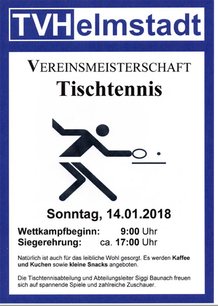 Tischtennis Vereinsmeisterschaft 2018