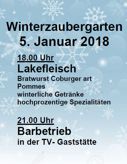 Winterzaubergarten 2018 beim TV Helmstadt. Mit Laekfleisch und Barbetrieb